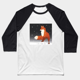 A fox, on a winter night with snowflakes Baseball T-Shirt